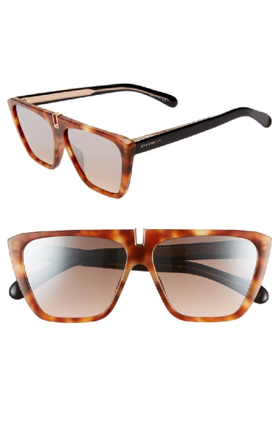 Givenchy 58mm Flat Top Sunglasses - Havana Orange/ Black
