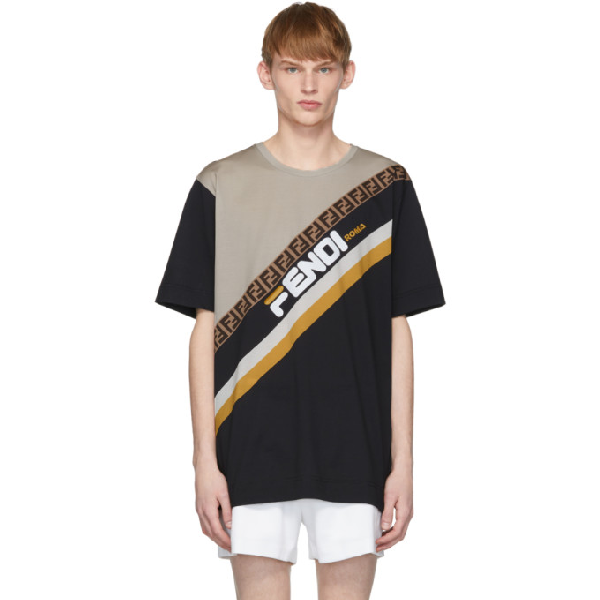 Fendi X Fila Logo Cotton T-shirt In Black | ModeSens