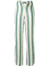 Tory Burch Kellen Striped Tie-front Linen Beach Pants In Grand Awning Stripe