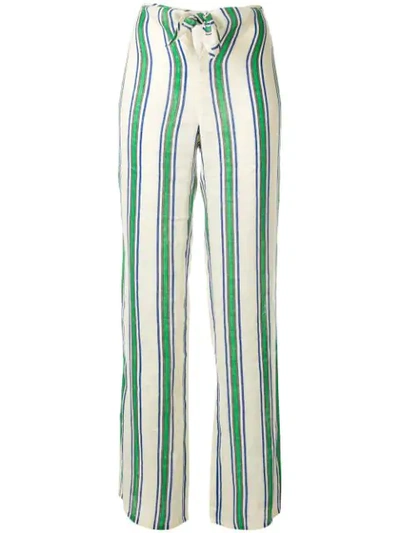 Tory Burch Kellen Striped Tie-front Linen Beach Pants In Grand Awning Stripe