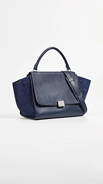 Pre-owned Celine Navy Drummed Medium Trapeze Bag