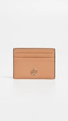 Tory Burch Robinson Leather Card Case In Cardamom Brown/gold