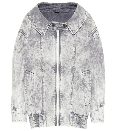 Miu Miu Oversized Denim Jacket In Grey