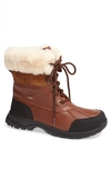 Ugg Men's Butte Waterproof Leather Cuffed Boots In Worchester/brown