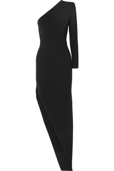 Alex Perry Jolie One-shoulder Asymmetric Crepe Gown In Black