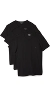 Emporio Armani Pure Cotton 3-pack V-neck T-shirts In Black