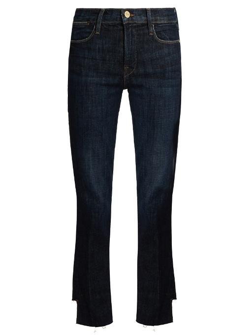 Frame Le High Straight-leg Cropped Jeans In Dark-denim | ModeSens
