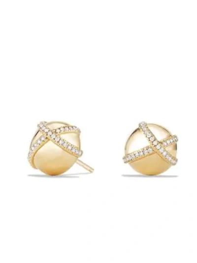 David Yurman Solari Stud Earring With Diamonds In 18k Yellow Gold In White/gold