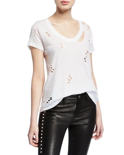 Zadig & Voltaire Cara Scoop-neck Tee With Holes In White