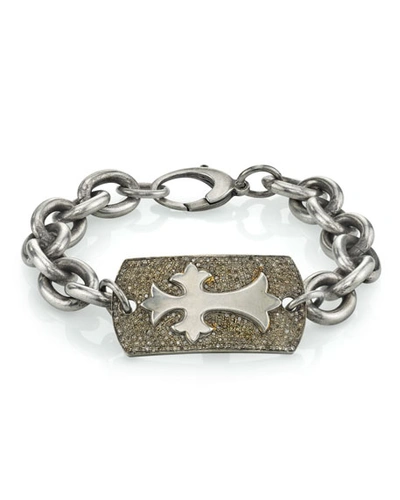Mr. Lowe Men's Diamond Pave Cross Bracelet In Silver