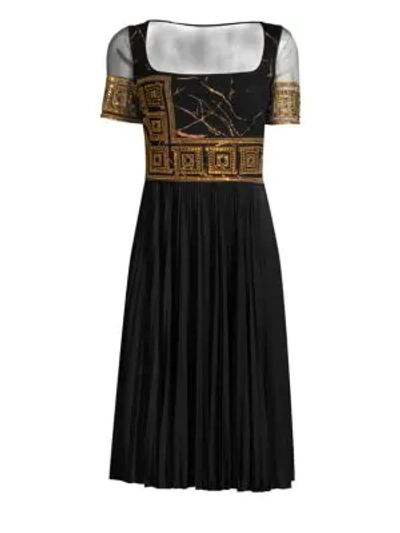 Versace Grame Embellished Midi Dress In Black