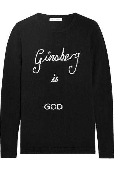 Bella Freud Ginsberg Is God Merino Wool Sweater In Black | ModeSens