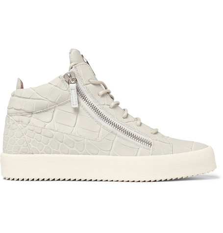 Giuseppe Zanotti Croc-effect Leather High-top Sneakers In White | ModeSens