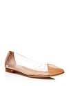 Schutz Women's Clearly Pointed Toe See-through Flats In Beige/transparent