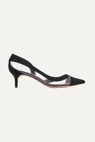 Alexandre Birman Wavee Two-tone Pvc And Suede Pumps In Black