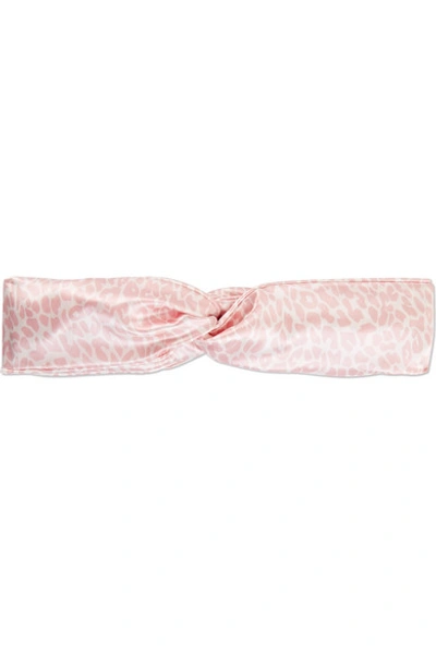 Slip Twist Leopard-print Silk Headband - Pastel Pink