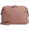 Bottega Veneta Nodini Woven Leather Crossbody Bag - Pink In Dark Rose/ Brunito