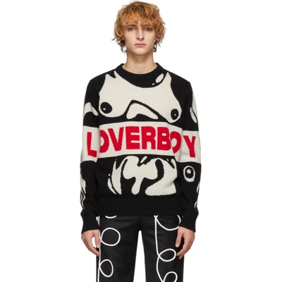 Charles Jeffrey Loverboy Black And White Wool Logo Sweater