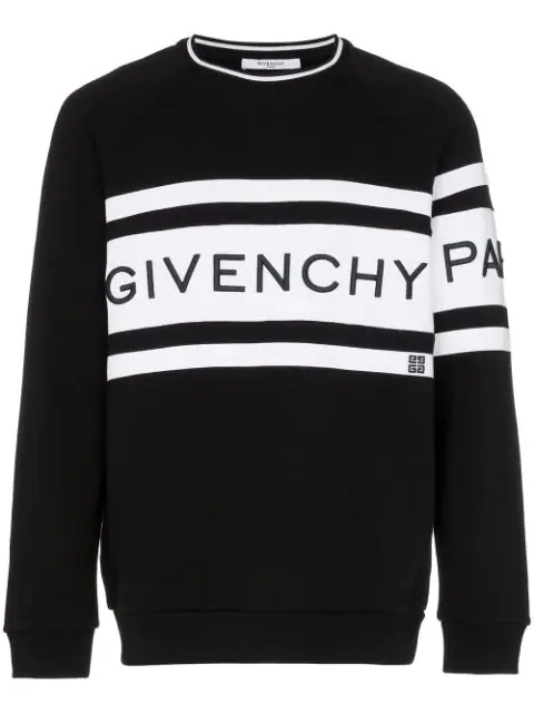 Givenchy Black Logo-embroidered Cotton Sweatshirt | ModeSens