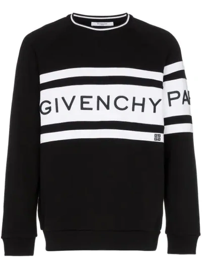 Givenchy Cotton Large Logo Crew Neck Sweater In Black