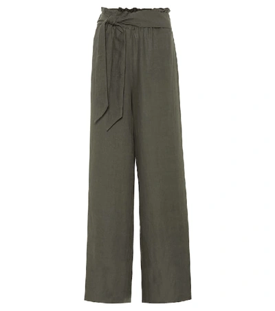 Asceno High-waisted Linen Pants In Green