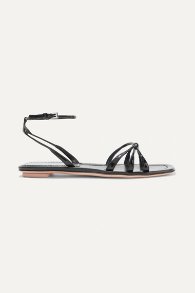 Prada Knot-front Patent-leather Sandals In Black
