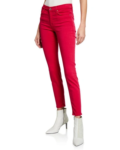 7 For All Mankind Ankle Skinny Jeans In Azalea Pink