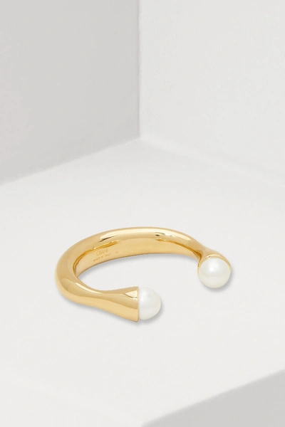 Chloé Chloe Gold Darcey Round Cuff Bracelet In Beige