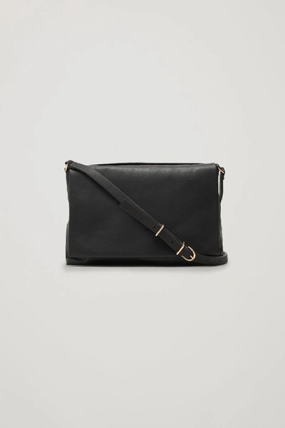 Cos Small Soft-leather Shoulder Bag In Black