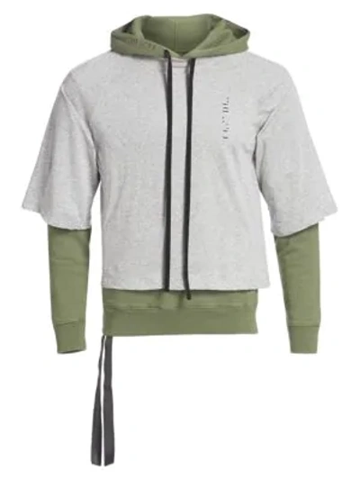 Ben Taverniti Unravel Project To Create Layered T-shirt Hoodie In Grey Green