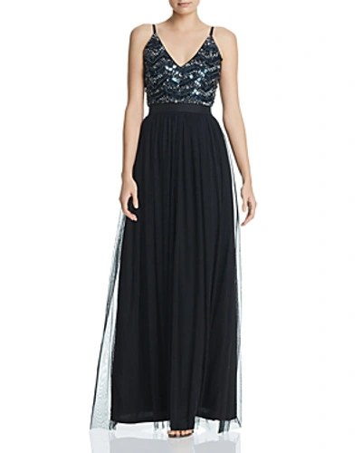 Aqua Embellished Bodice Gown - 100% Exclusive In Black/steel