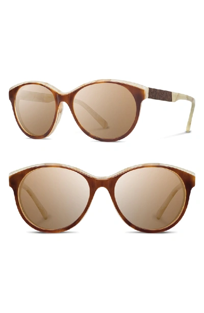 Shwood 'madison' 54mm Polarized Sunglasses In Salt Caramel/mahogany/brown