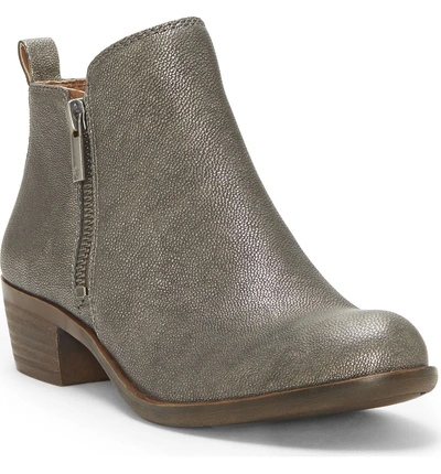 Lucky Brand Basel Bootie In Pewter Suede