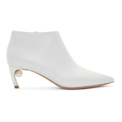 Nicholas Kirkwood Mira Faux Pearl-embellished Leather Ankle Boots In White
