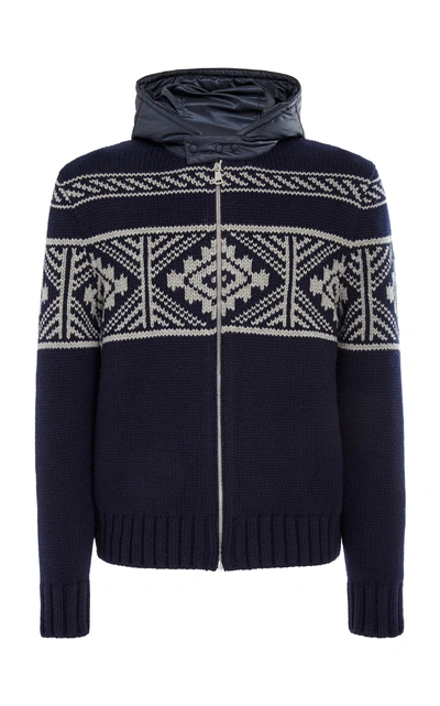 Ralph Lauren Fair Isle Hooded Cashmere Zip Sweater In Navy