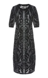 Partow Intarsia Knit Wool Midi Dress In Black