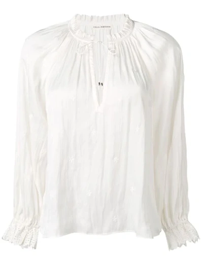 Ulla Johnson Irene Polka Dot Embroidered Blouse In Pearl