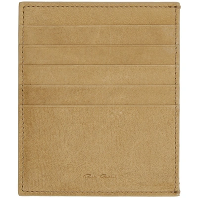 Rick Owens Beige Leather Card Holder In 31 Nude