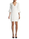 Milly Mandy Bell-sleeve Shift Dress In White