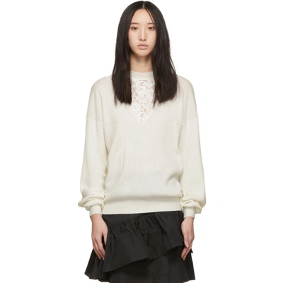 See By Chloé See By Chloe Off-white Lace Insert Sweater In 106 White