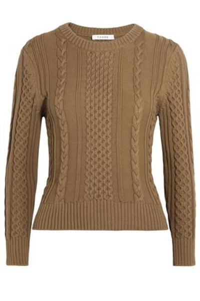 Frame Woman Cable-knit Cotton Sweater Sage Green