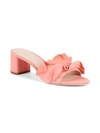 Loeffler Randall Vera Ruffled Suede Block Heel Slides In Melon