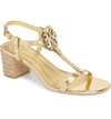 Tory Burch Women's Miller Leather T-strap Block Heel Sandals In Gold