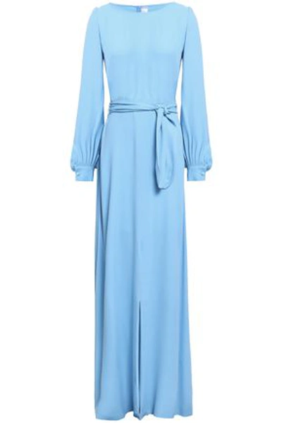 Goat Woman Belted Crepe Maxi Dress Light Blue