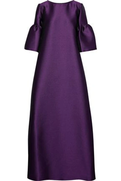 Reem Acra Flared Jacquard Gown In Purple