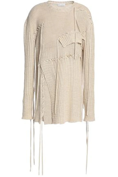 Jw Anderson J.w.anderson Woman Patchwork Hemp Sweater Beige