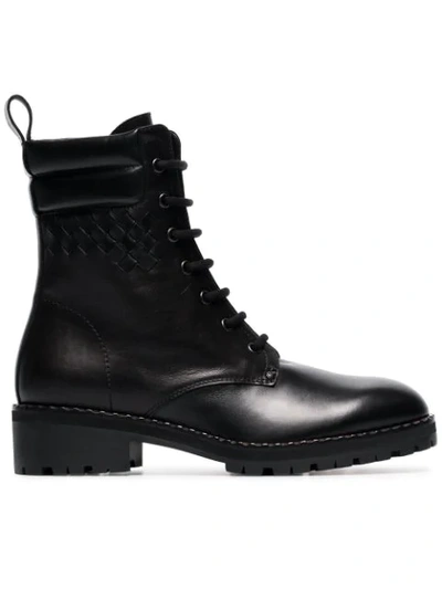 Bottega Veneta Shearling-lined Leather Combat Boots In Black