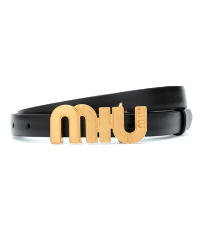 Miu Miu Leather Belt In Black