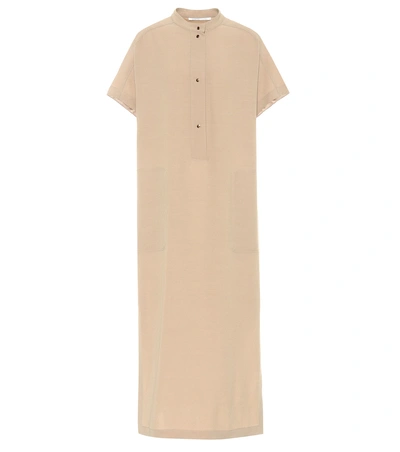 Agnona Wool-blend Crêpe Shirt Dress In Beige
