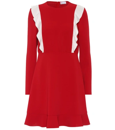 Red Valentino Ruffled Stretch-crepe Mini Dress In Red